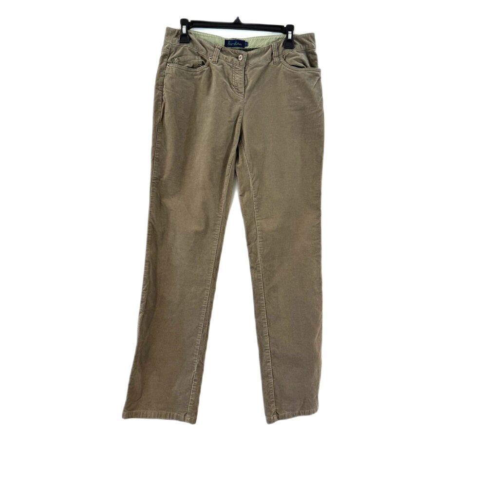 Boden Dusty Olive Green Velvet Pants Size 12R Straight Leg WM246